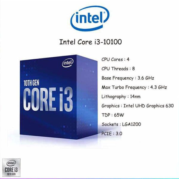 سی پی یو اینتل مدل Core i3-10100F باکس