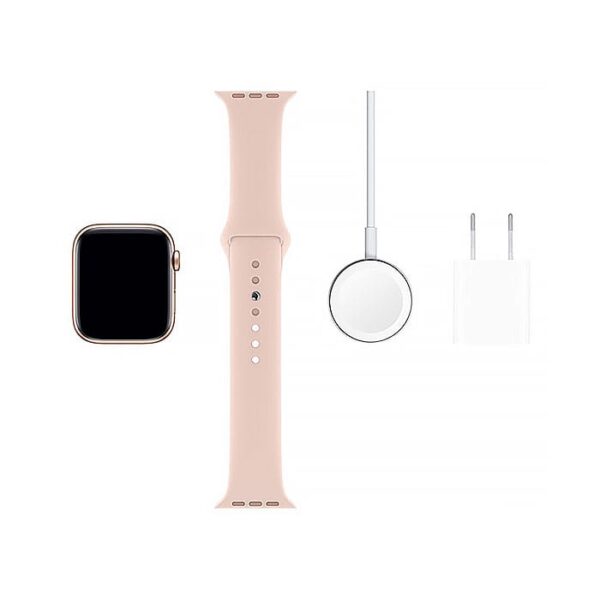 ساعت هوشمند اپل واچ 5 مدل Gold Aluminum Case با دستبند صورتی اسپرتی