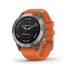 ساعت گارمین مدل Fenix 6 Pro and Sapphire Editions Titanium with ember orange band