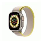 ساعت هوشمند اپل سری Ultra بدنه تیتانیومی 49 میلمتری با بند Yellow/Beige Trail Loop