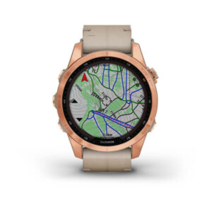 ساعت گارمین Fenix 7S Sapphire Solar Edition Rose Gold Titanium with Limestone Leather Band